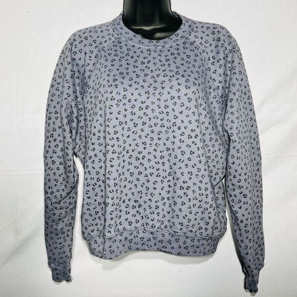 ABERCROMBIE & FITCH BLUE LEOPARD PRINT PULLOVER SOFT A&F COLLECTION SWEATER SIZE - Picture 1 of 7